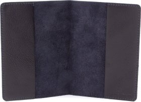 Кожаная обложка для паспорта темно-синего цвета с принтом ST Leather (16602)