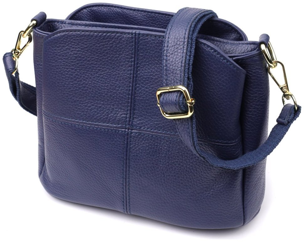 Повседневная женская сумка из натуральной фактурной кожи через плечо Vintage 98134 чинего цвета modnotak фото №5