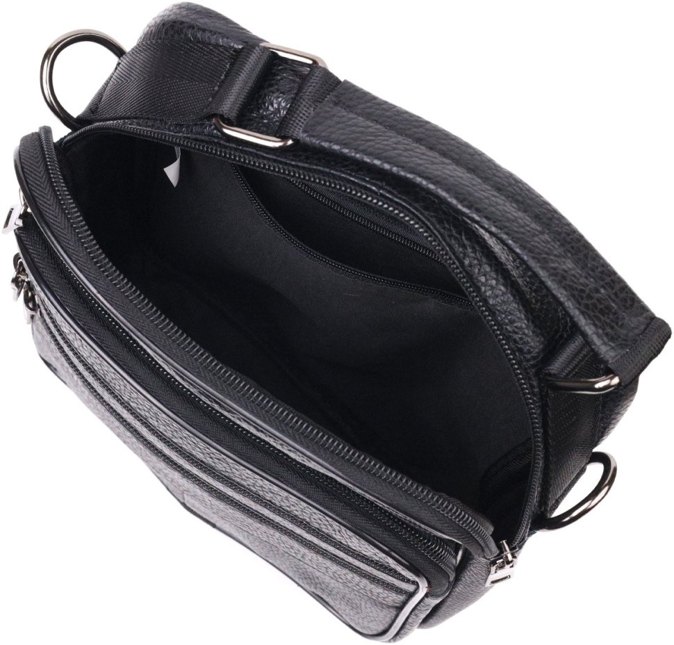 Средняя мужская сумка-барсетка из натуральной кожи черного цвета Vintage 2421270