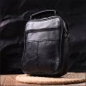 Средняя мужская сумка-барсетка из натуральной кожи черного цвета Vintage 2421270 - 8