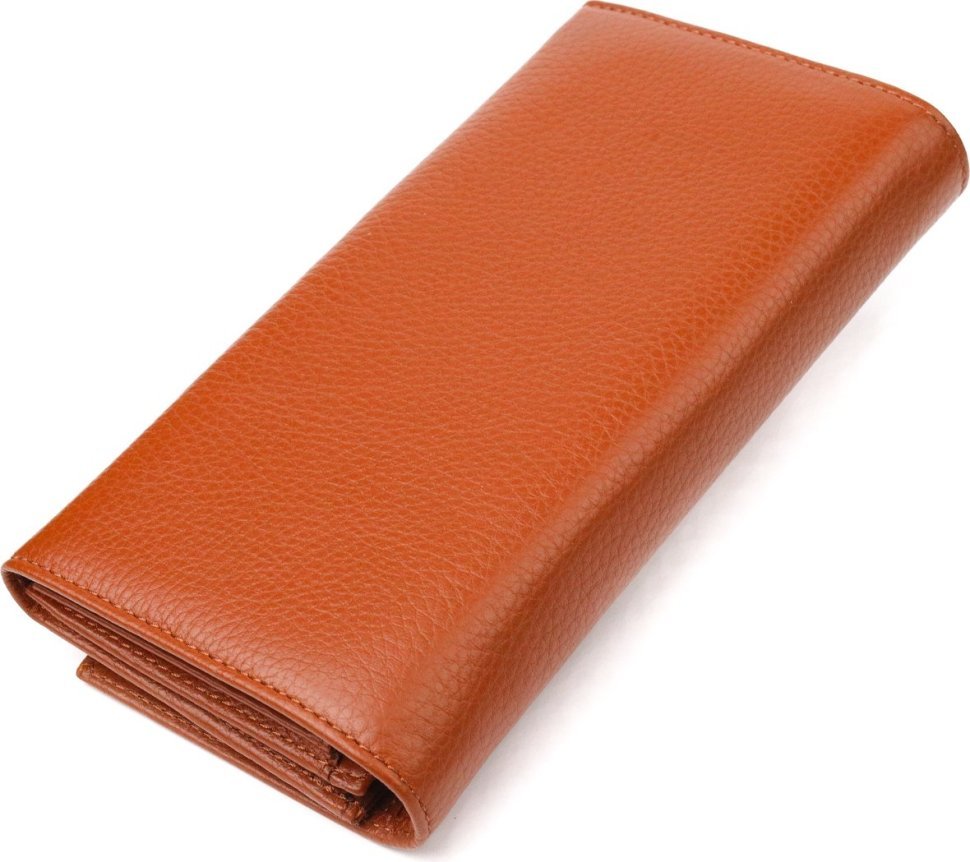 Місткий світло-коричневий жіночий гаманець з натуральної шкіри з монетницею CANPELLINI (2421524)