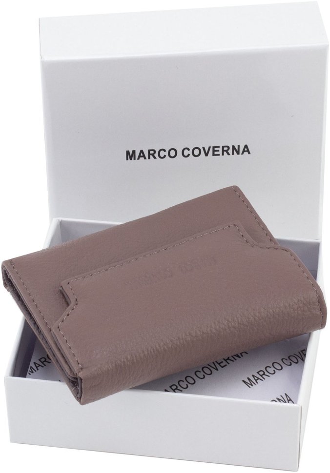 Маленький женский кошелек из натуральной кожи темно-пудрового цвета Marco Coverna 68634