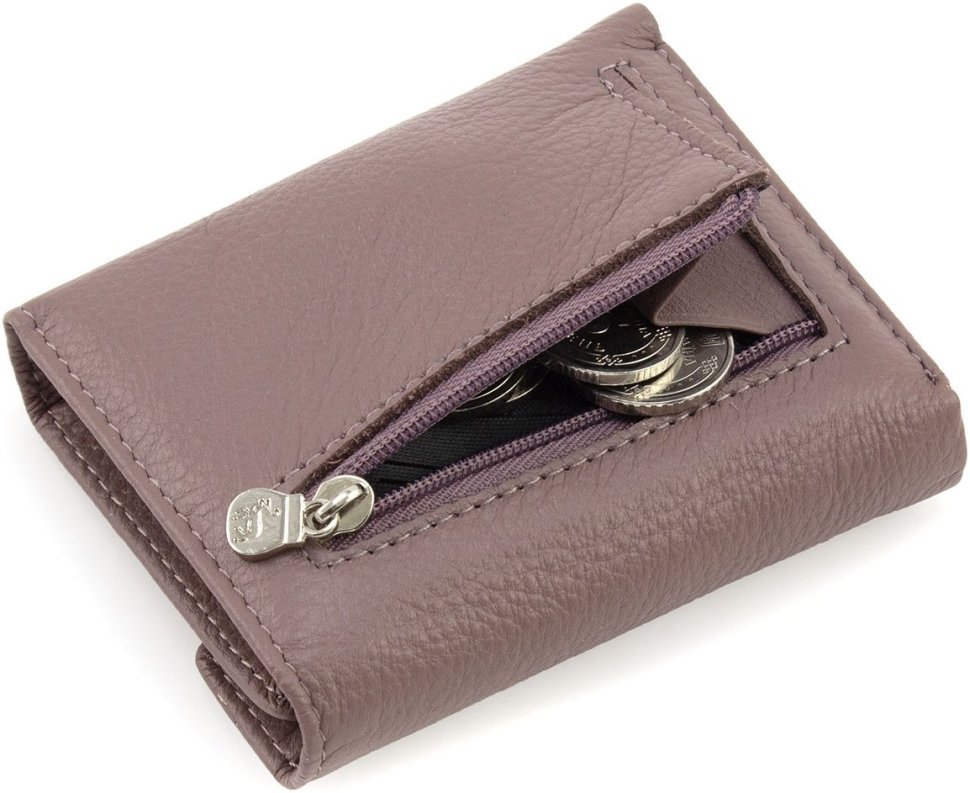 Маленький жіночий гаманець із натуральної шкіри темно-пудрового кольору Marco Coverna 68634