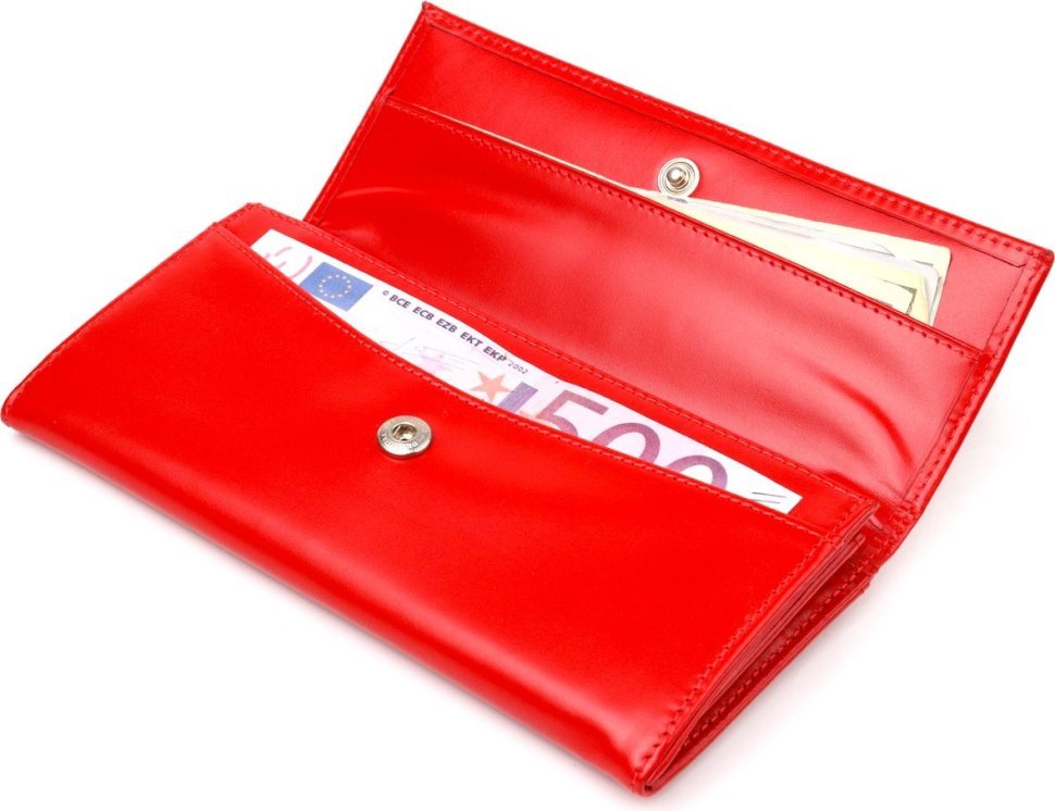 Червоний жіночий гаманець із натуральної гладкої шкіри з клапаном CANPELLINI (2421626)