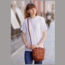 Жіноча сумка середнього розміру із плетеної шкіри крейзі хорс світло-коричневого кольору BlankNote Пазл M 78734 - 7
