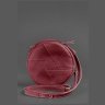 Круглая женская сумка-кроссбоди из натуральной кожи бордового цвета BlankNote Бон-Бон 78834 - 2