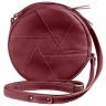 Кругла жіноча сумка-кроссбоді із натуральної шкіри бордового кольору BlankNote Бон-Бон 78834 - 1