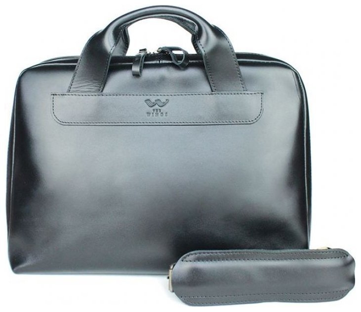 Деловая мужская сумка из гладкой кожи черного цвета BlankNote Briefcase 78934 modnotak фото №2