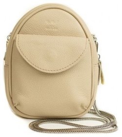 Женская бежевая плечевая мини-сумочка из натуральной фактурной кожи BlankNote Kroha 79034