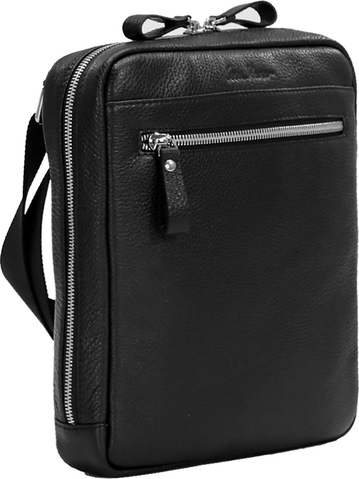 Мужская вертикальная сумка-планшет из фактурной кожи на молнии Issa Hara (27066)