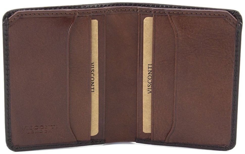 Мініатюрне чоловіче портмоне з натуральної шкіри коричневого кольору без монетниці Visconti David 69134