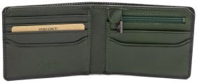 Чоловіче портмоне із натуральної шкіри темно-зеленого кольору без застібки Visconti Roland 69234