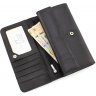 Класичний жіночий чорний гаманець під багато купюр з натуральної шкіри ST Leather (15401) - 6