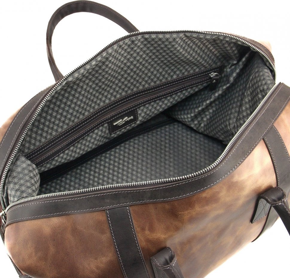Ручна дорожна сумка з вінтажної шкіри рудого кольору Tom Stone (10936)
