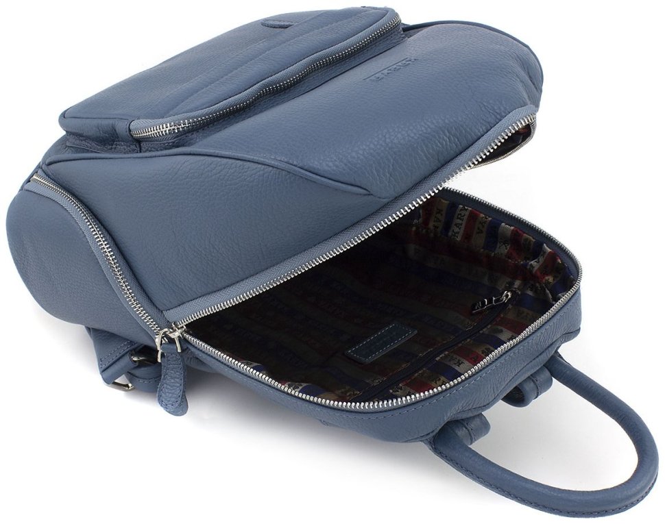 Темно-синий женский рюкзак формата А4 из фактурной кожи KARYA 69734