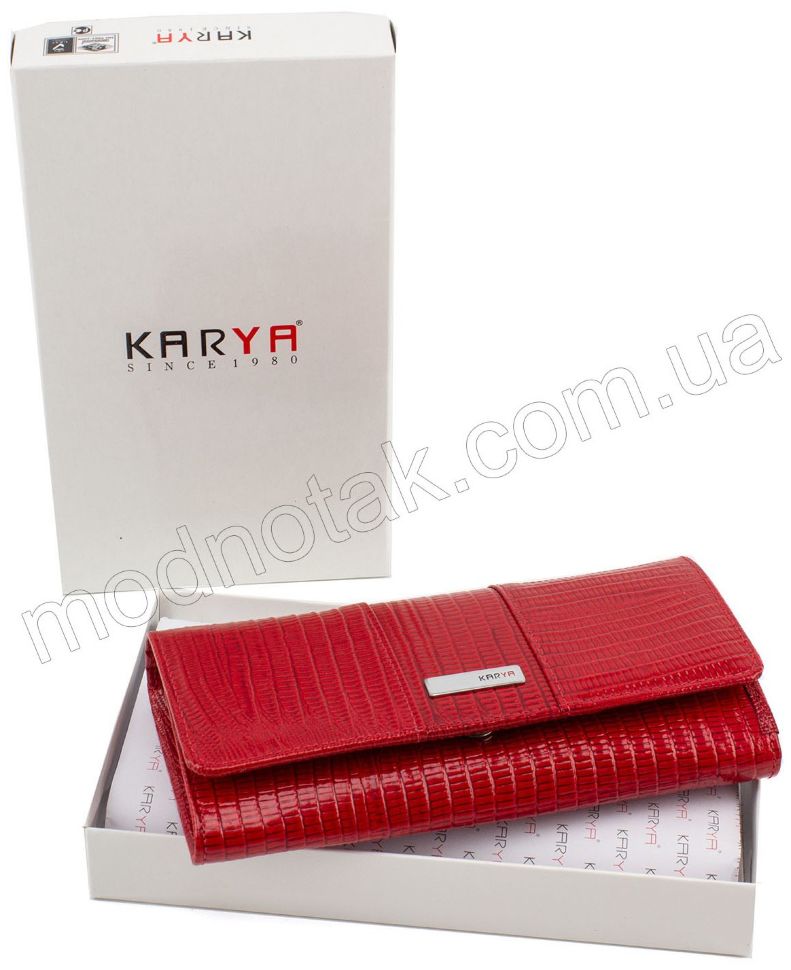 Женский лаковый кошелек красного цвета KARYA (1050-074)