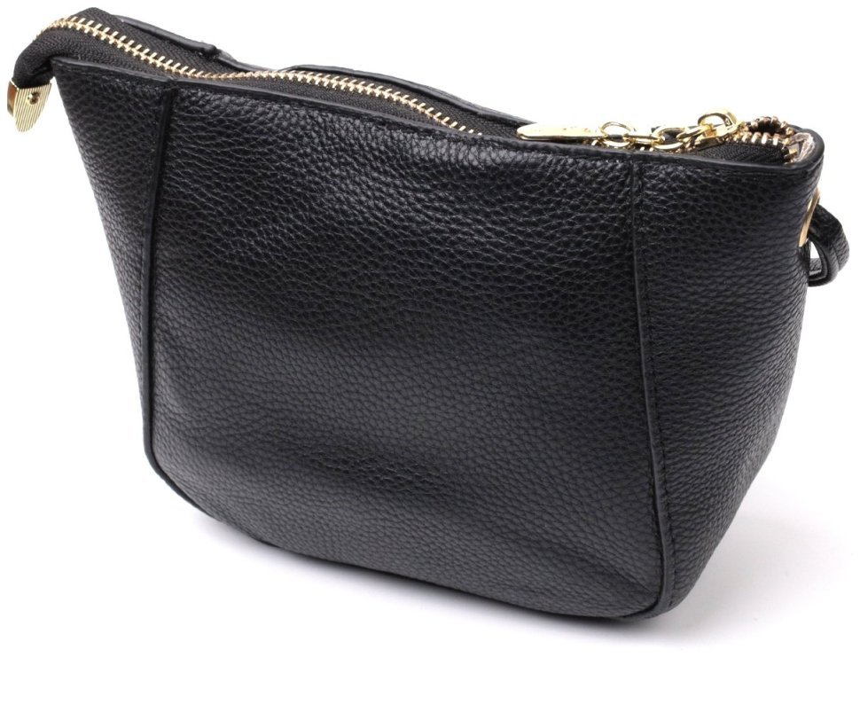 Небольшая женская сумка через плечо из натуральной кожи черного цвета Vintage 2422298