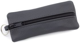 Темно-серая кожаная ключница большого размера на молниевой застежке ST Leather 70835