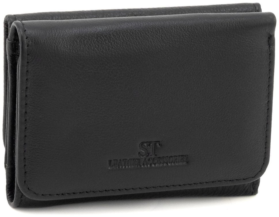 Женский кожаный маленький кошелек на магните ST Leather 90835 черный цвет modnotak фото №1