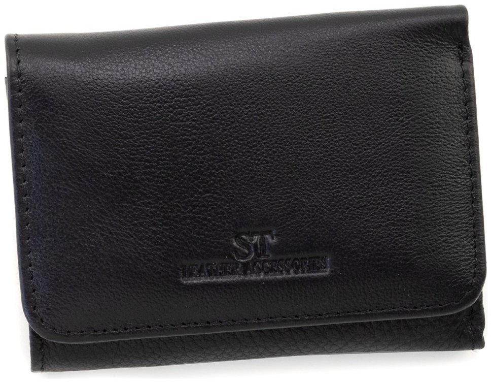 Женский кожаный маленький кошелек на магните ST Leather 90835 черный цвет modnotak фото №3