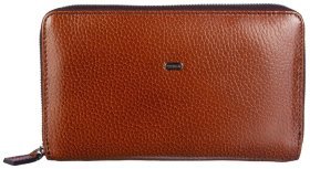 Мужская кожаная барсетка-клатч рыжего цвета с кистевым ремешком DESISAN 81035