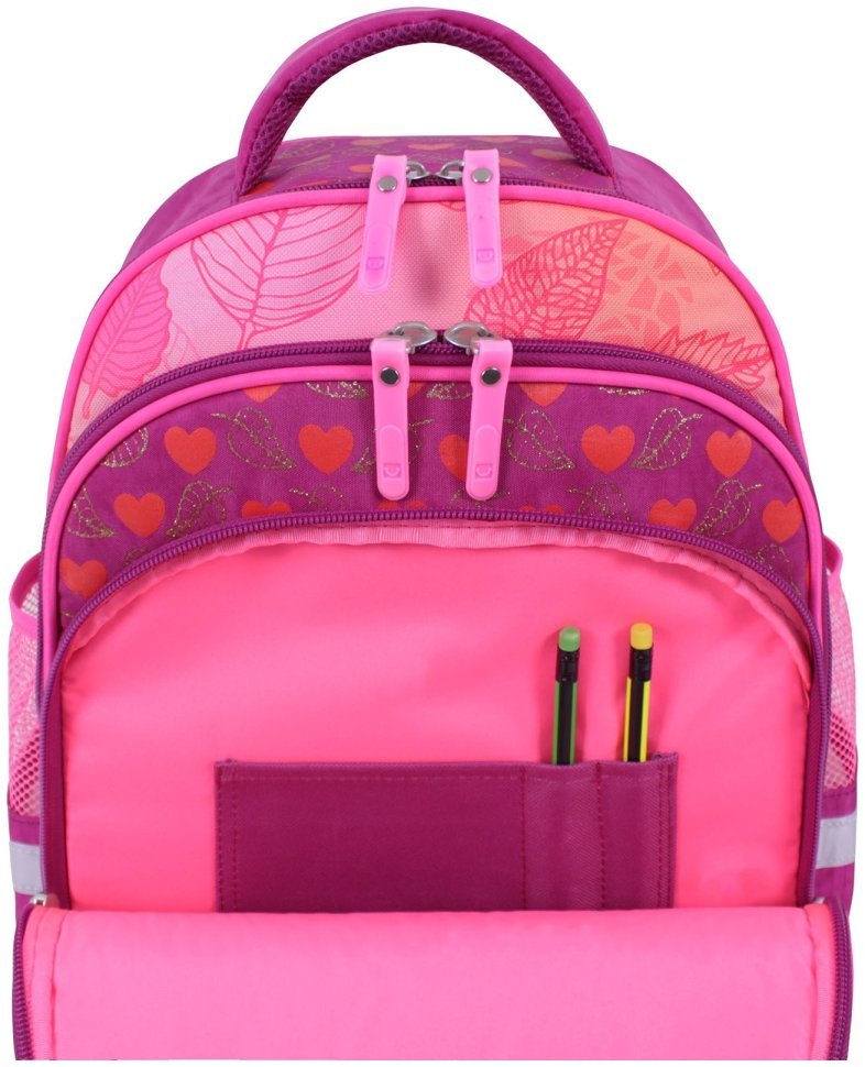 Рюкзак школьный для девочки ортопедический малинового цвета с принтом лисы в очках Bagland 111135 modnotak фото №5