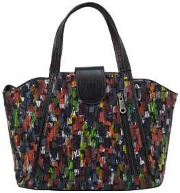 Вместительная разноцветная сумка из натуральной кожи Desisan 81135