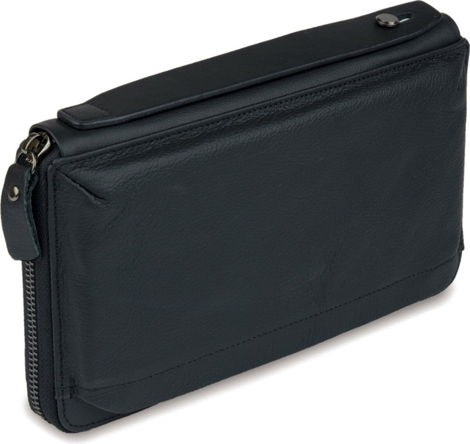 Чорний шкіряний клатч-барсетка з ремінцем на руку VINTAGE STYLE (14654) modnotak фото №3