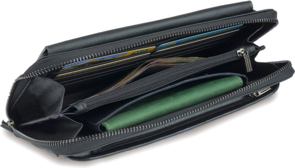 Чорний шкіряний клатч-барсетка з ремінцем на руку VINTAGE STYLE (14654) modnotak фото №6