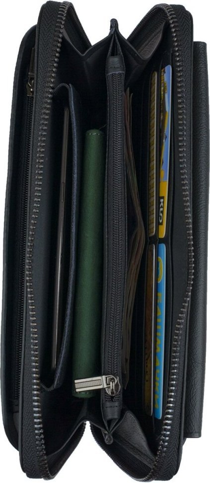 Чорний шкіряний клатч-барсетка з ремінцем на руку VINTAGE STYLE (14654) modnotak фото №7