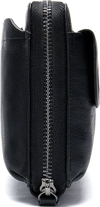 Черный кожаный клатч-барсетка с ремешком на руку VINTAGE STYLE (14654)