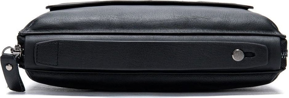 Черный кожаный клатч-барсетка с ремешком на руку VINTAGE STYLE (14654)