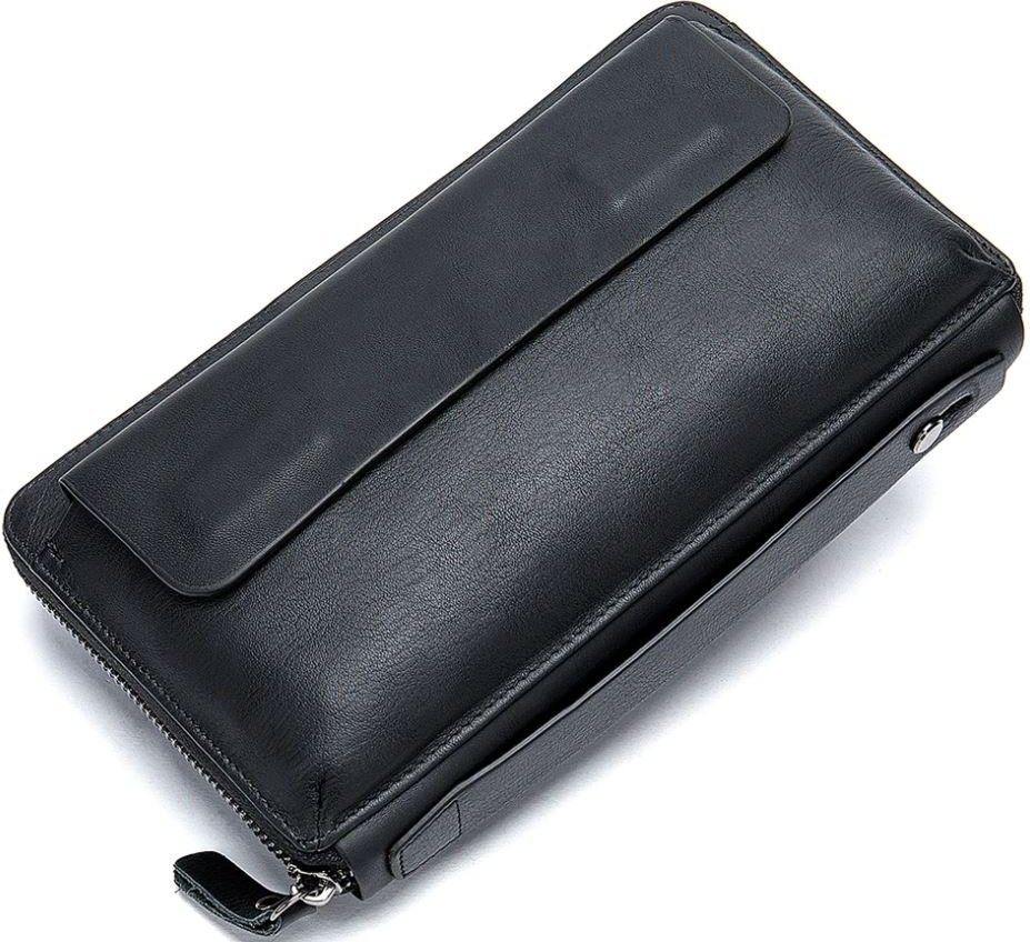 Чорний шкіряний клатч-барсетка з ремінцем на руку VINTAGE STYLE (14654) modnotak фото №10