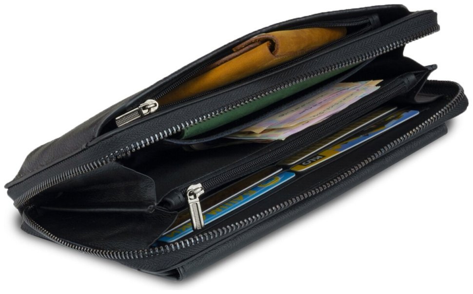 Чорний шкіряний клатч-барсетка з ремінцем на руку VINTAGE STYLE (14654) modnotak фото №12