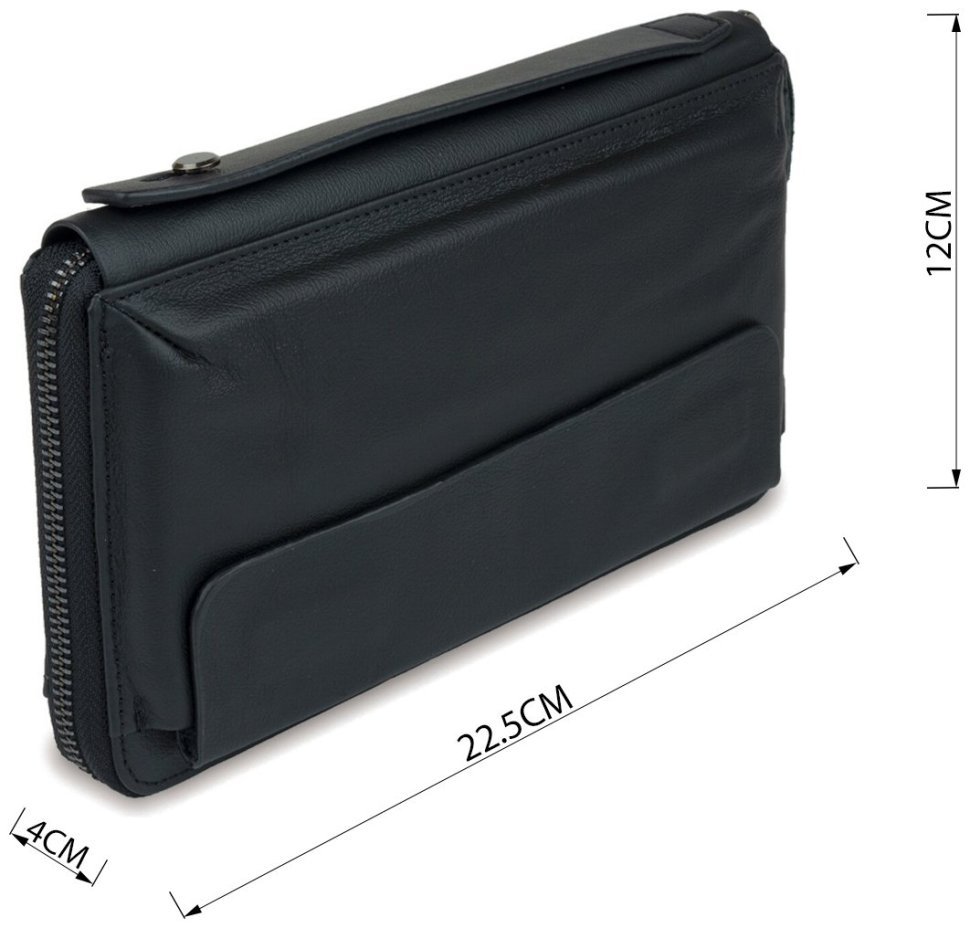 Чорний шкіряний клатч-барсетка з ремінцем на руку VINTAGE STYLE (14654) modnotak фото №13