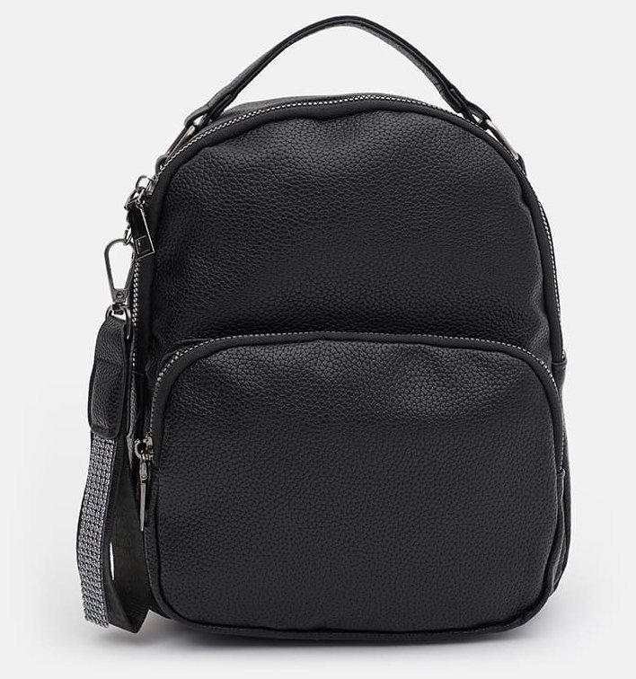 Чорний жіночий рюкзак з екошкіри з вираженою фактурою Monsen 71835