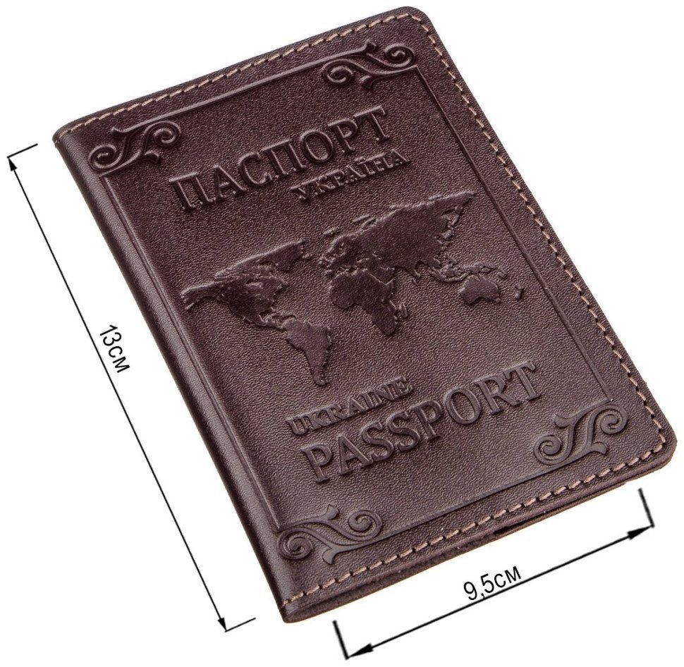 Кожаная обложка на паспорт коричневого цвета с картой мира SHVIGEL (2413983) фото №10 Кожаная обложка на паспорт коричневого цвета с картой мира SHVIGEL (2413983) modnotak фото №10