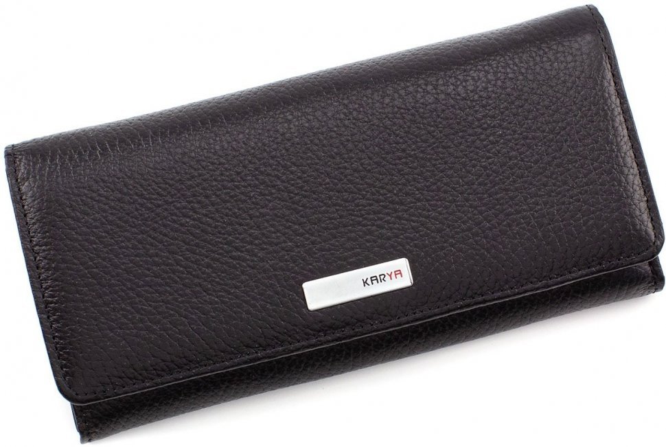 Шкіряний гаманець класичного дизайну в чорному кольорі KARYA (1064-45)
