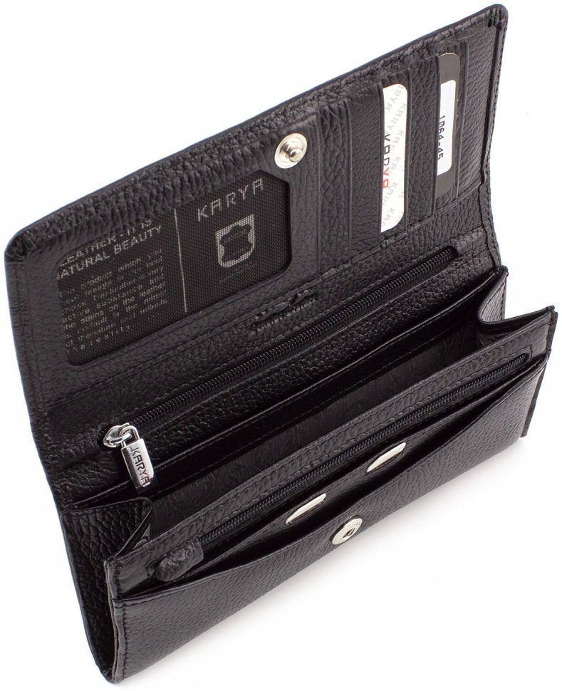 Шкіряний гаманець класичного дизайну в чорному кольорі KARYA (1064-45)
