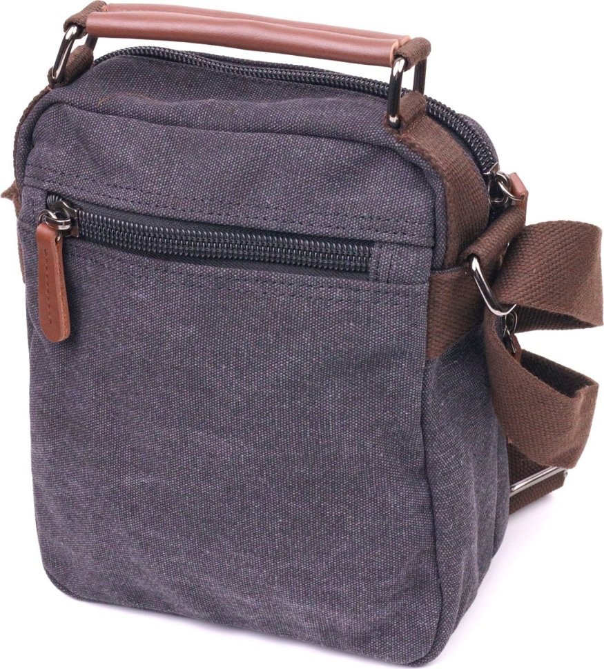 Стильная мужская сумка-барсетка из плотного текстиля в черном цвете Vintage (2421225)
