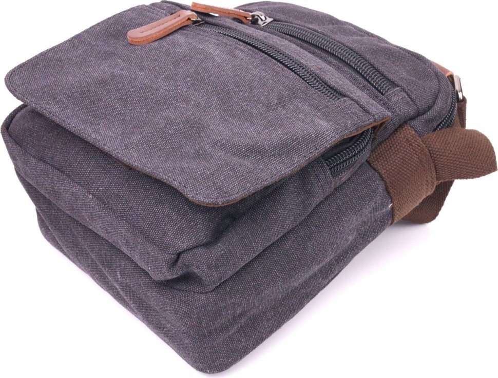 Стильна чоловіча сумка-барсетка із щільного текстилю в чорному кольорі Vintage (2421225)