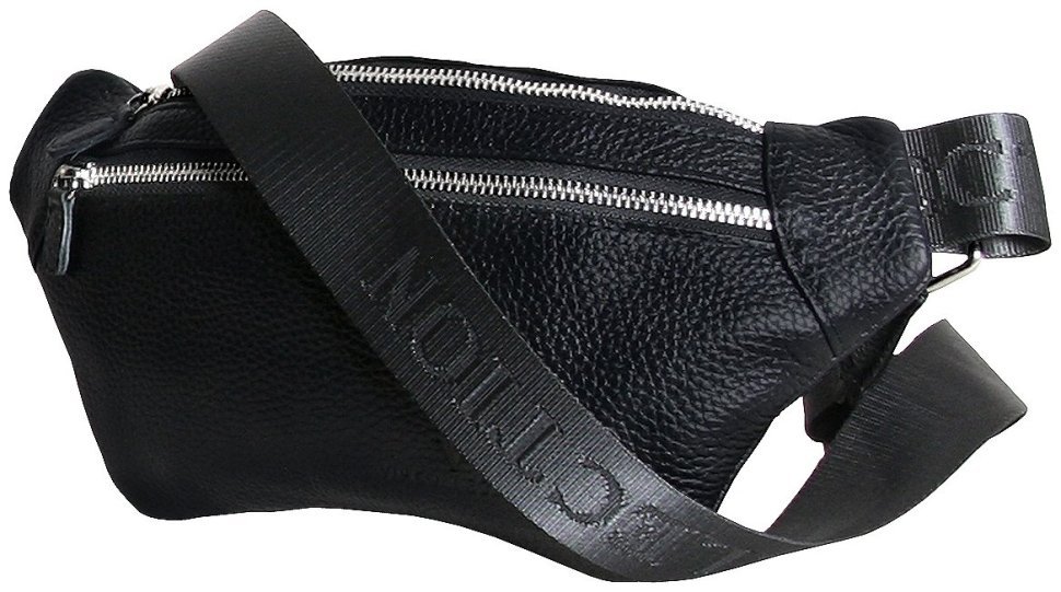 Сумка-бананка черного цвета Vip Collection 102635 (кожа флотар) modnotak фото №1