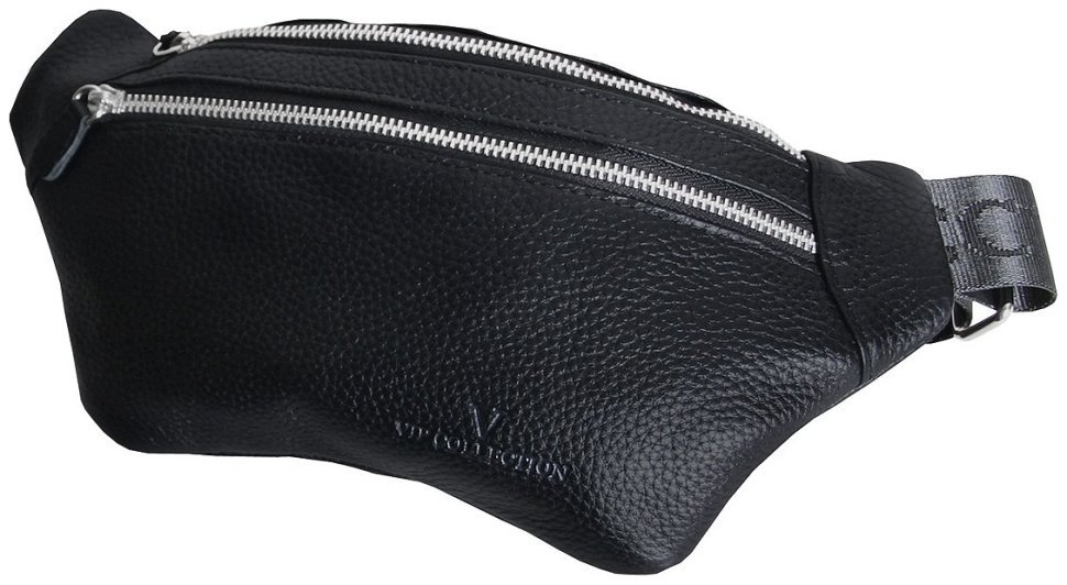 Сумка-бананка черного цвета Vip Collection 102635 (кожа флотар) modnotak фото №2