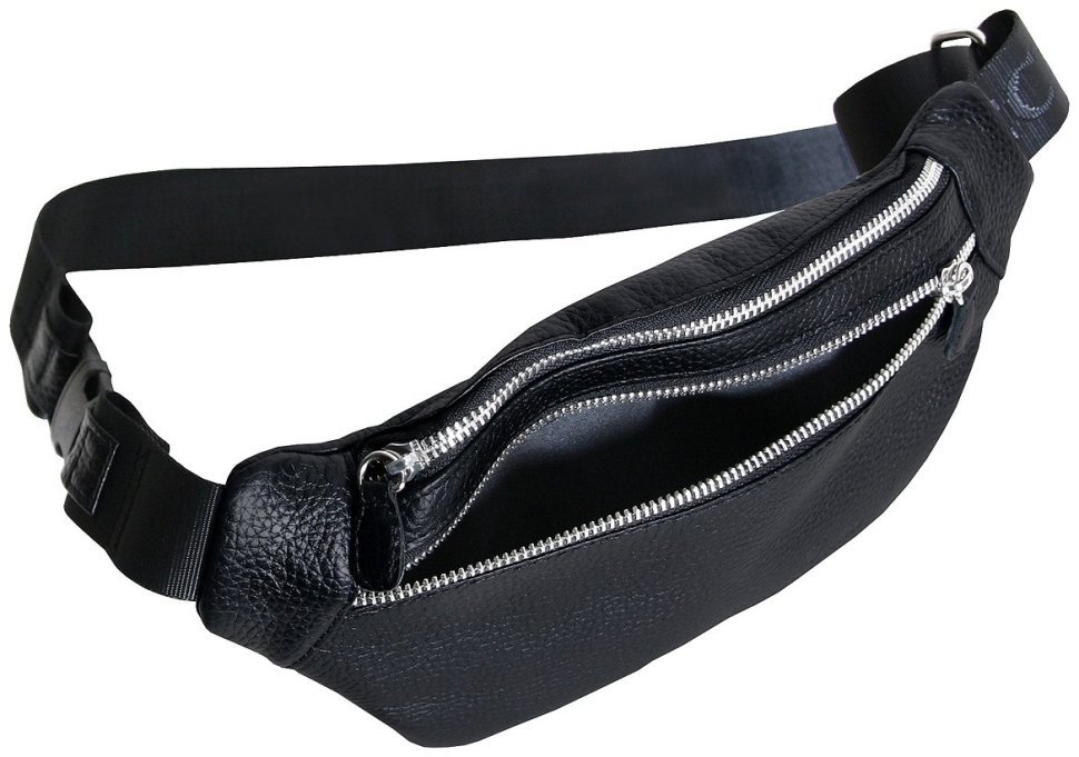 Сумка-бананка черного цвета Vip Collection 102635 (кожа флотар) modnotak фото №4