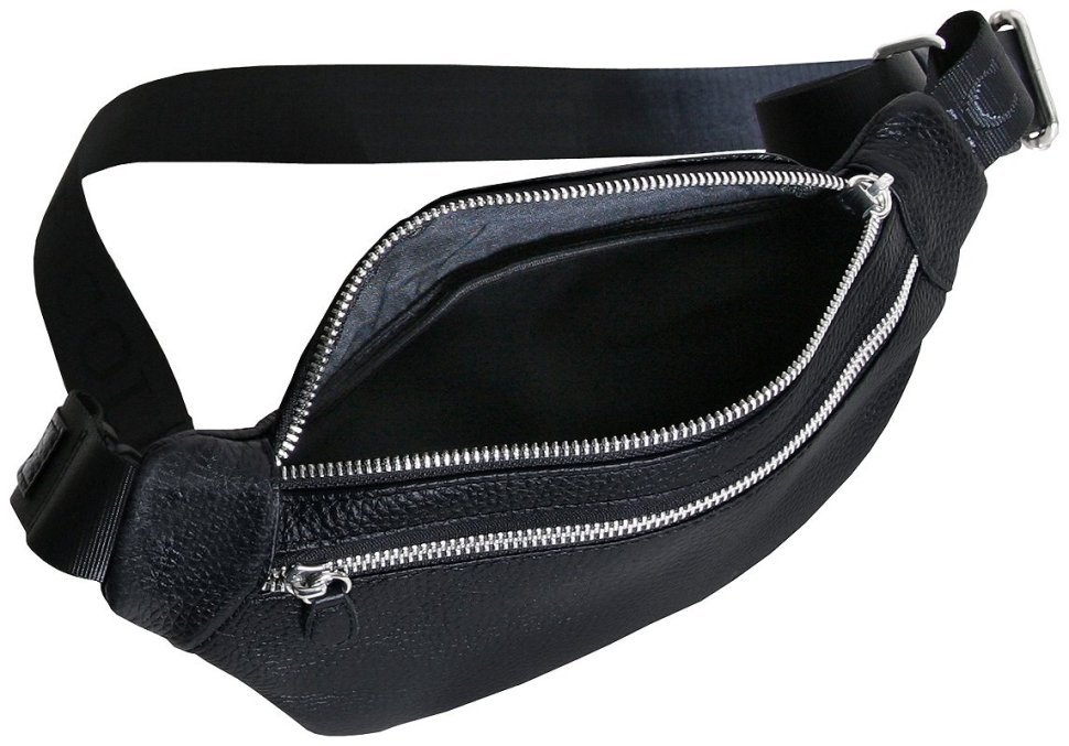 Сумка-бананка черного цвета Vip Collection 102635 (кожа флотар) modnotak фото №5