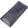Стильний чоловічий вертикальний гаманець із натуральної шкіри під крокодила KARYA (2421433) - 1