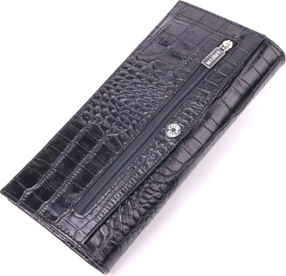Стильный мужской вертикальный бумажник из натуральной кожи под крокодила KARYA (2421433)