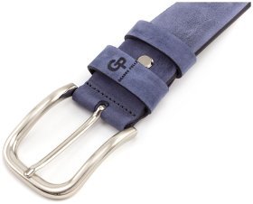 Мужской ремень из итальянской кожи цвета индиго Grande Pelle (43240)