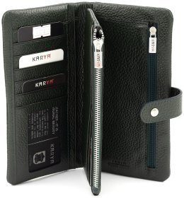 Зеленого кольору купюрник із фактурної шкіри з монетницею KARYA (82735)