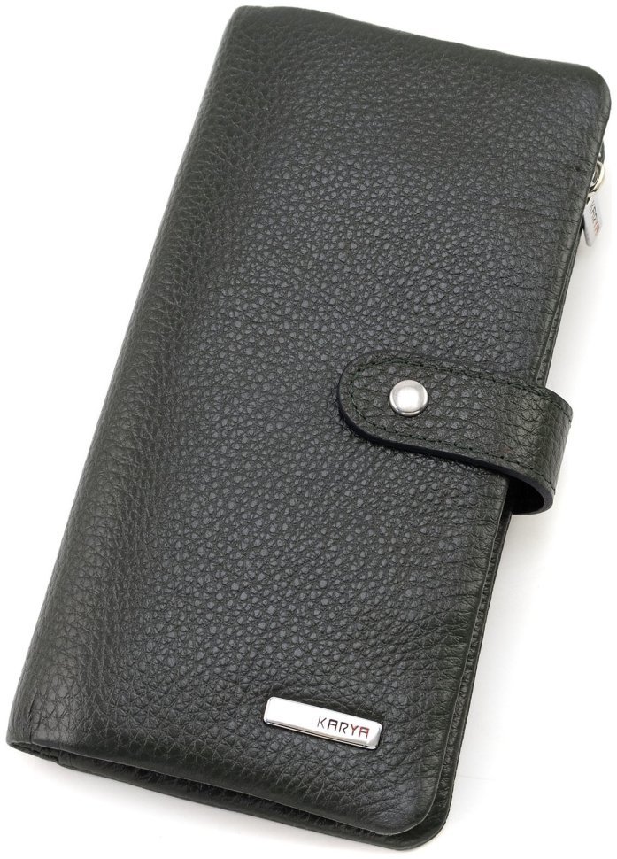 Зеленого цвета купюрник из фактурной кожи с монетницей KARYA (82735) modnotak фото №4